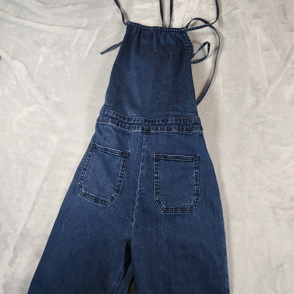 Honey‎ Punch Denim Blue Jean Jumpsuit Strappy Back Skinny Jean S Retro Y2K Boho - Picture 4 of 8